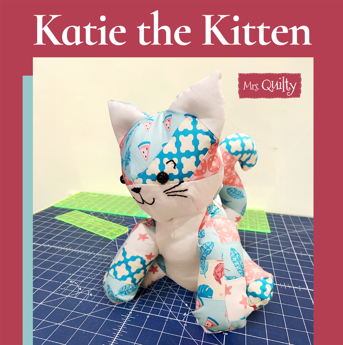 Katie the Kitten Downloadable PDF Quilt Pattern | Mrs Quilty katie-the-kitten-downloadable-pdf-quilt-pattern-mrs-quilty