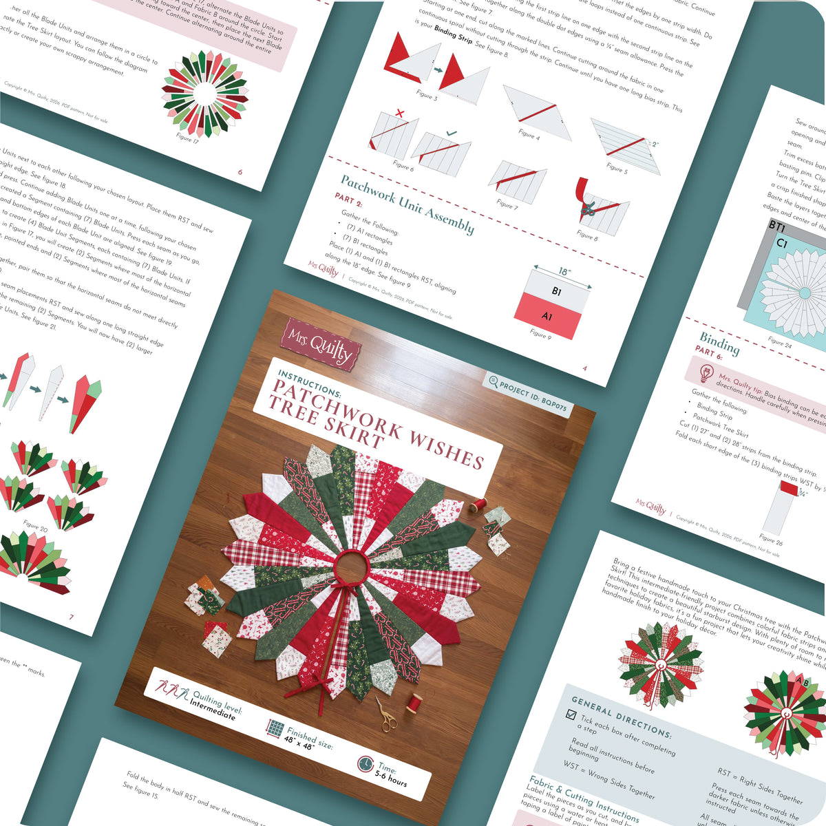 Patchwork Wishes Tree Skirt Digital PDF Pattern