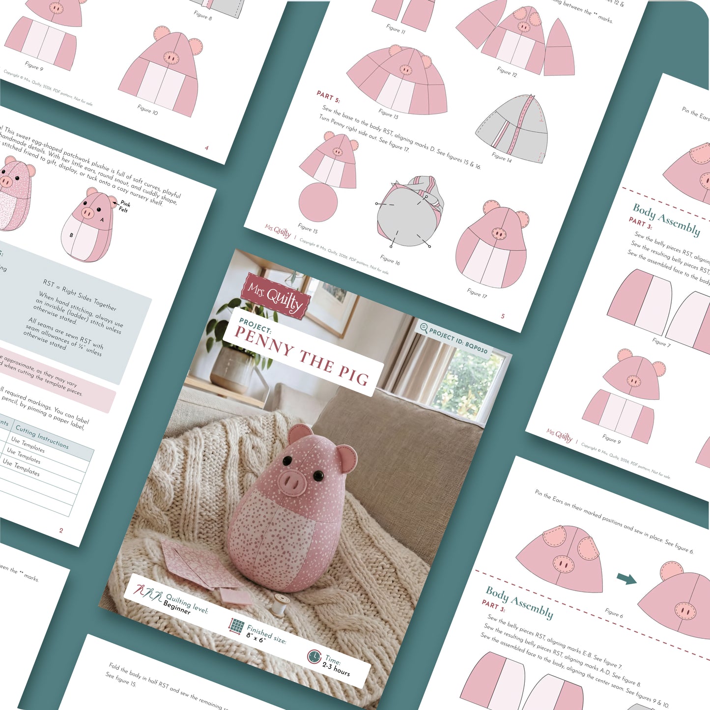 Penny the Pig Digital PDF Pattern