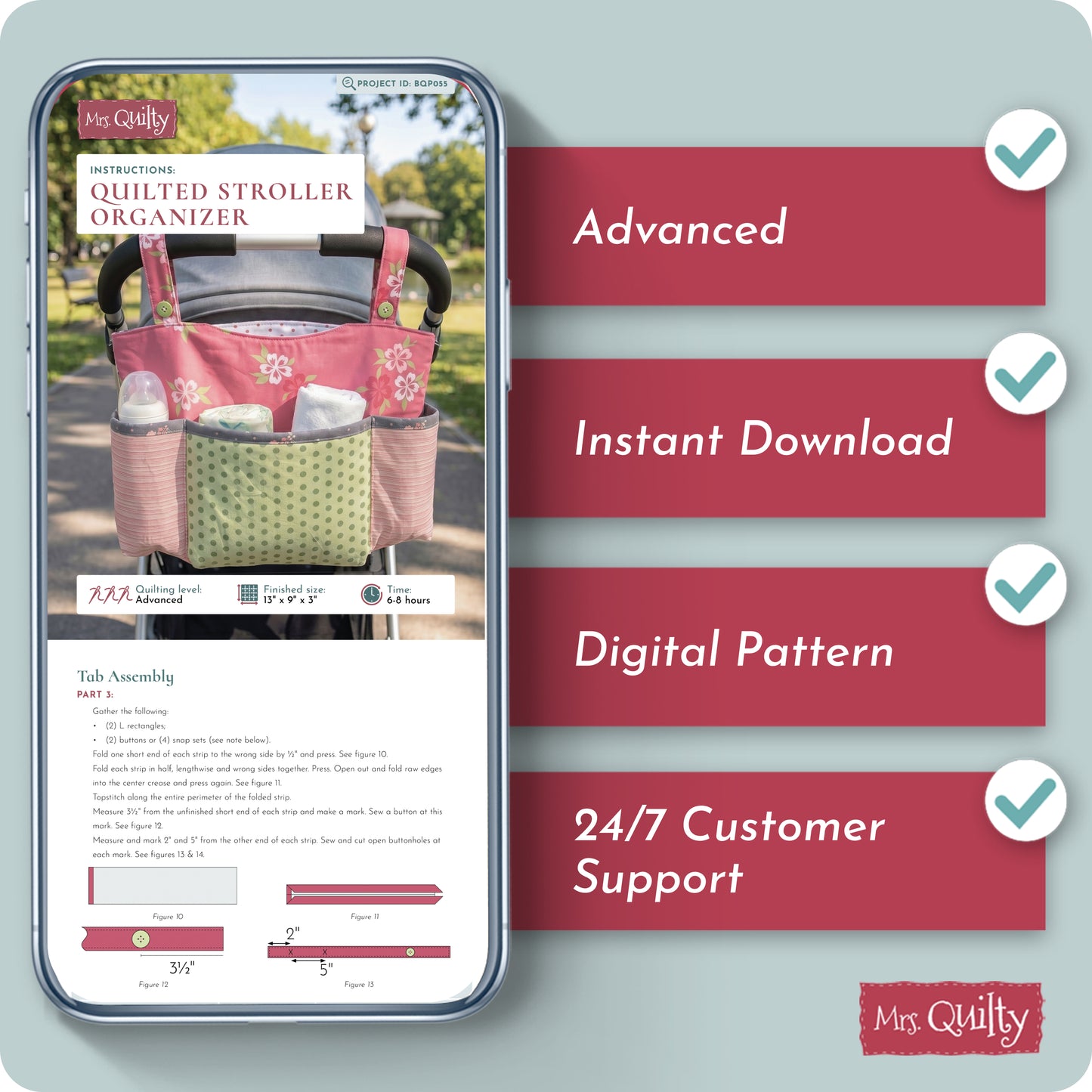 Quilted Stroller Organizer Digital PDF Pattern