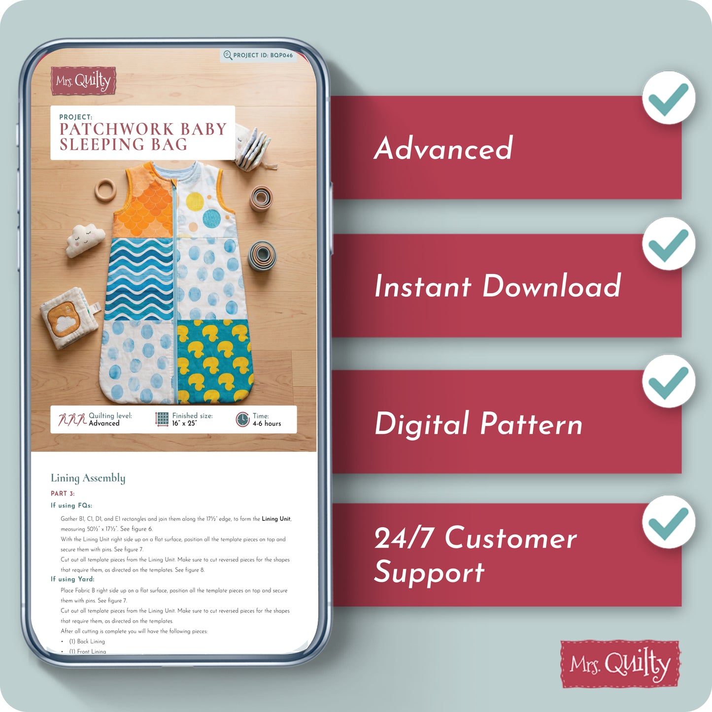 Patchwork Baby Sleeping Bag Digital PDF Pattern