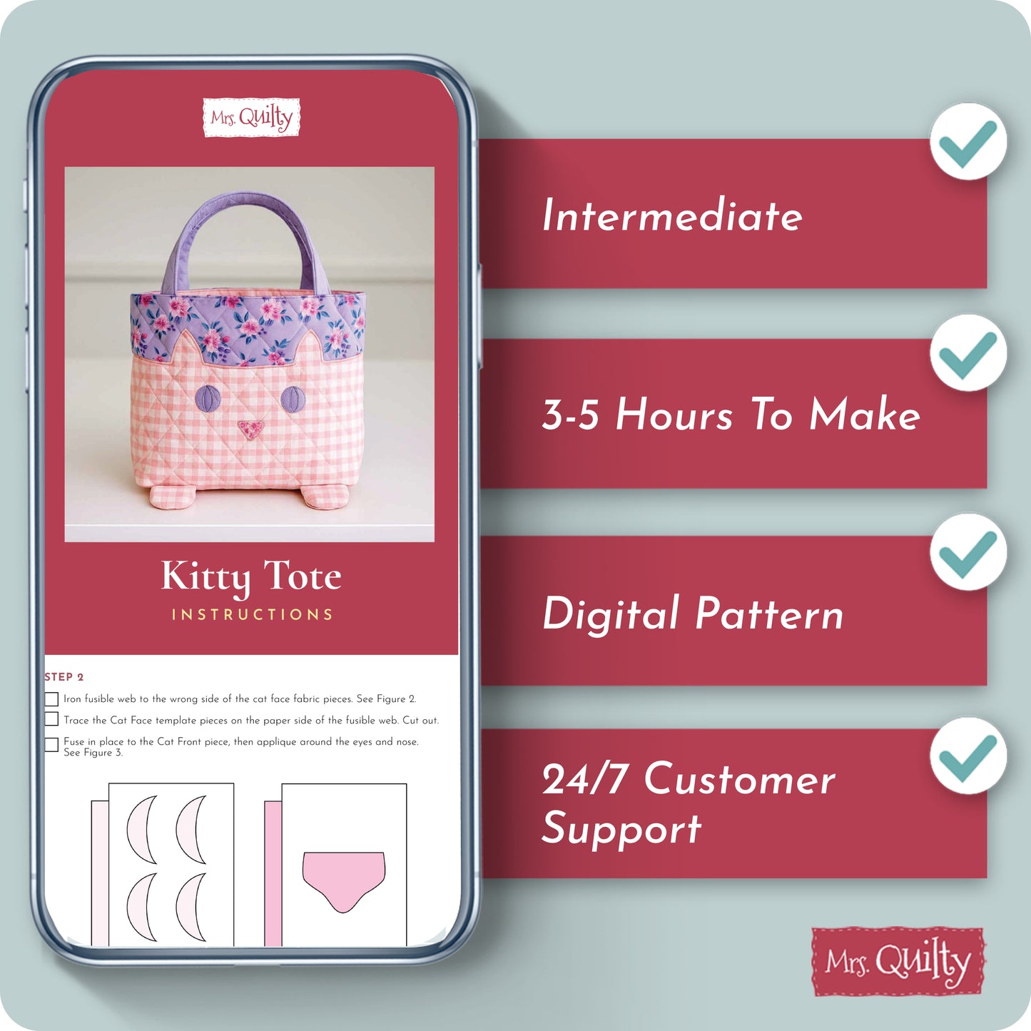 Kitty Tote Digital PDF Pattern