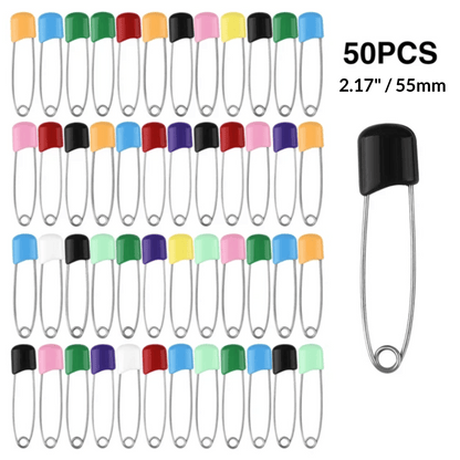 Safety Pins Colored Head 50pcs