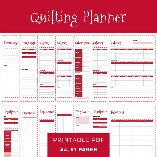 Quilting Planner 51 Pages (Printable)