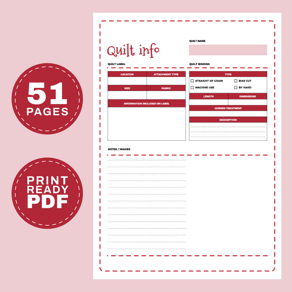 Quilting Planner 51 Pages Printable