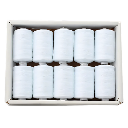 30wt 1000yd White - 100% Polyester Thread 10 Pack