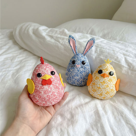 Mini Egg Plushies: Bunny, Chick & Rooster Digital PDF Pattern