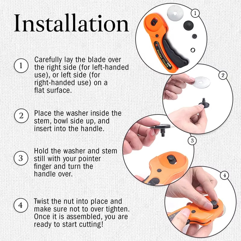 45mm Rotary Cutter & Blades Set - Ergonomic Handle for Quilting & Sewing