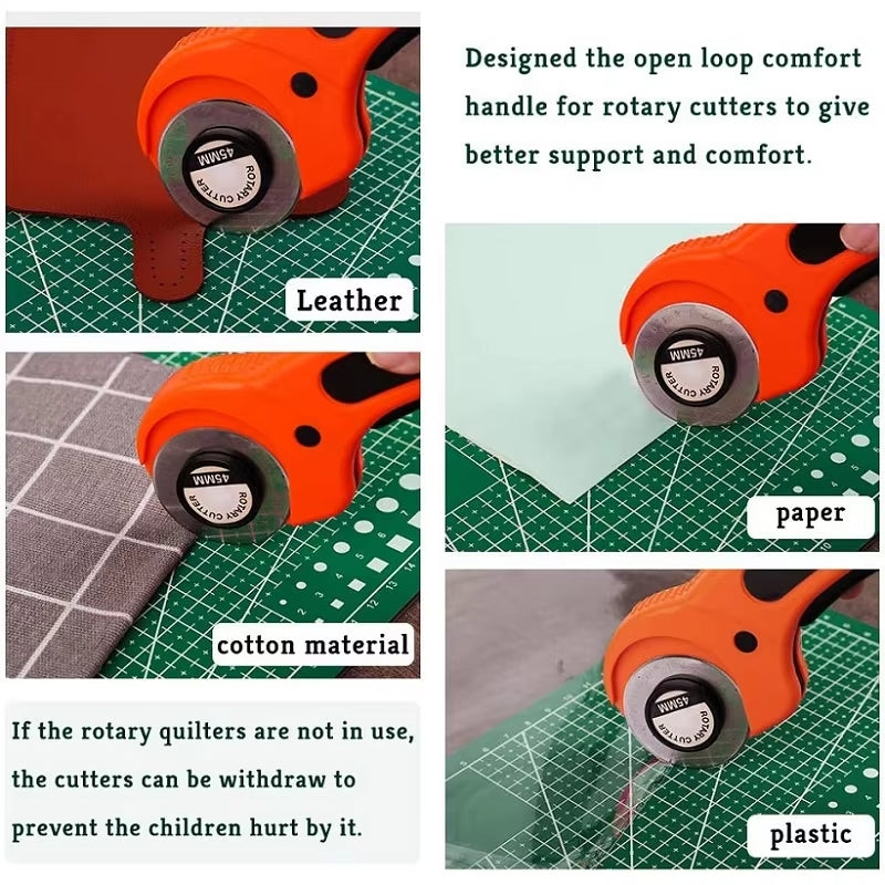 45mm Ergonomic Rotary Cutter for Quilting & Sewing