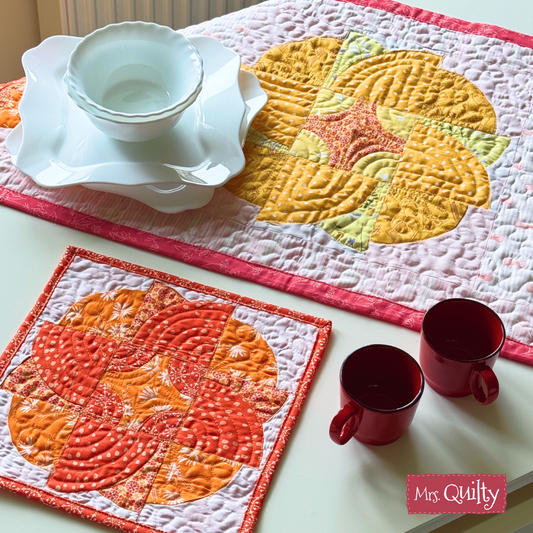 Blazing Blooms Table Runner and Mug & Rugs Downloadable PDF Quilt Pattern