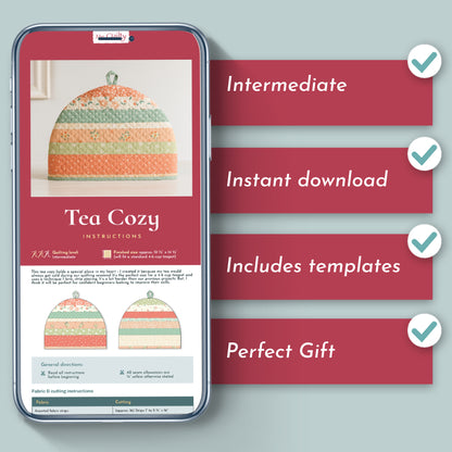 Tea Cozy Downloadable PDF Quilt Pattern