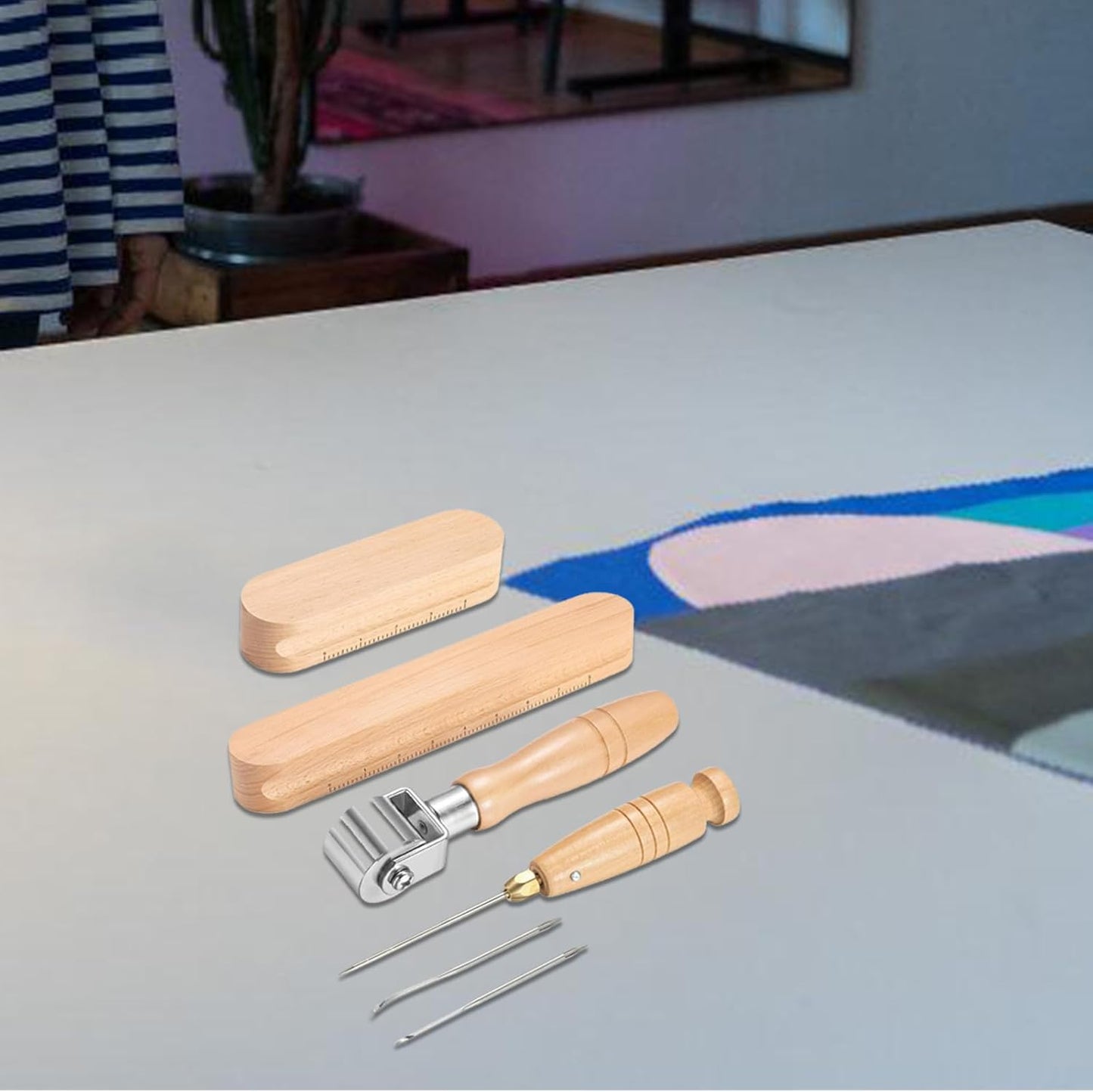 Premium Quilting & Sewing Tools Set - Tailor’s Clapper, Stiletto, Seam Roller