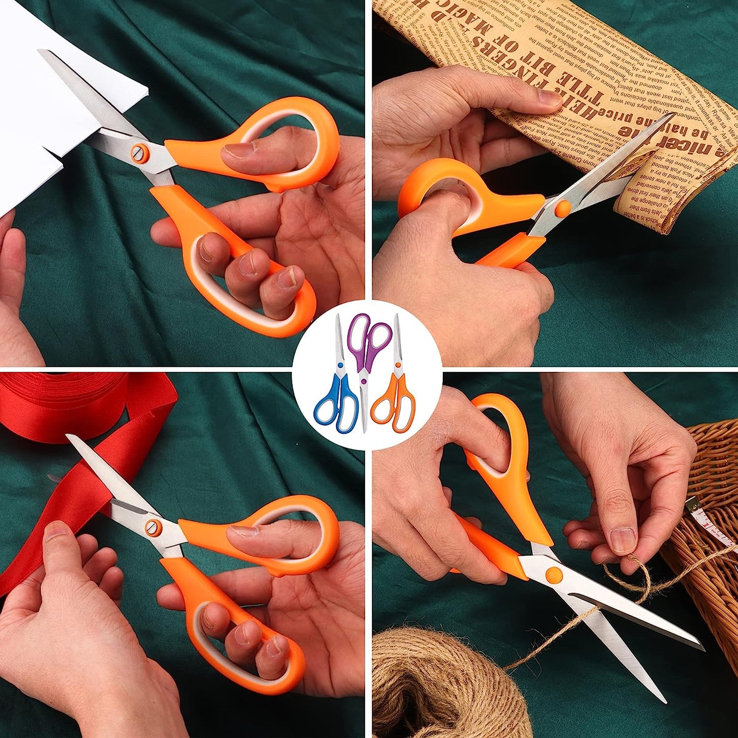 8" Sewing Scissors For Fabric (3-Pack)