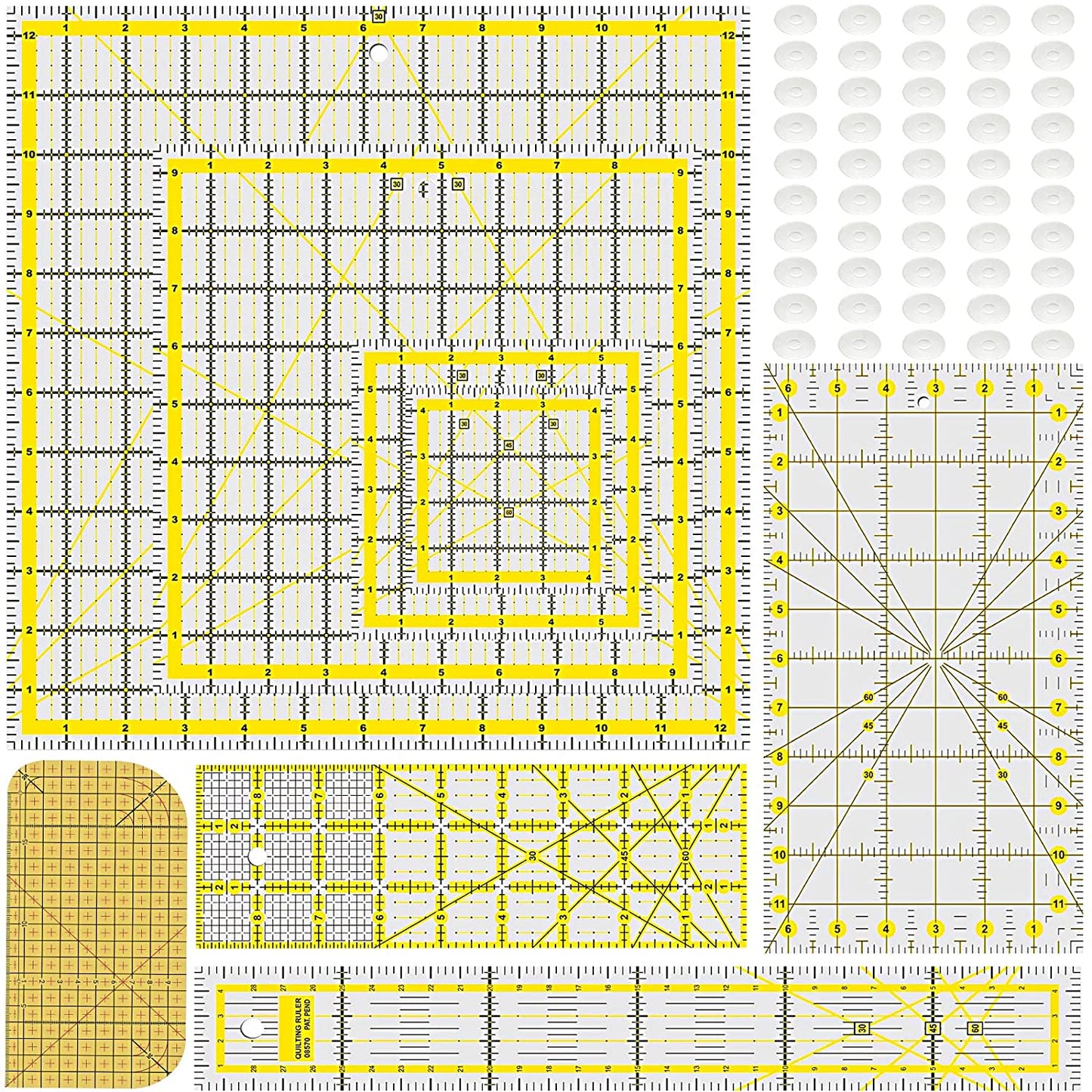 Non Slip Acrylic Quilting Ruler Set