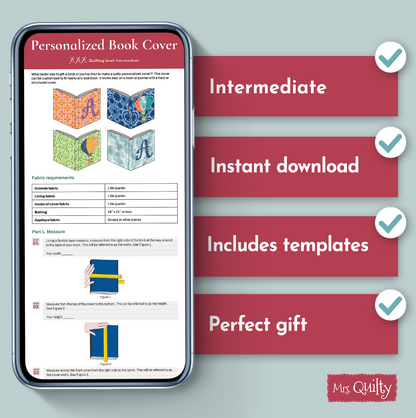 Book Cover Downloadable PDF Quilt Pattern
