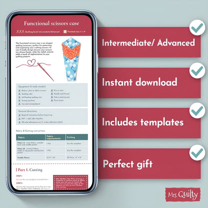 Functional Scissors Case Downloadable PDF Quilt Pattern
