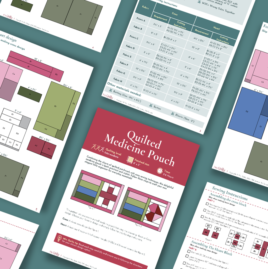 Quilted Medicine Pouch Downloadable PDF Quilt Pattern