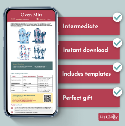 Oven Mitt Downloadable PDF Quilt Pattern