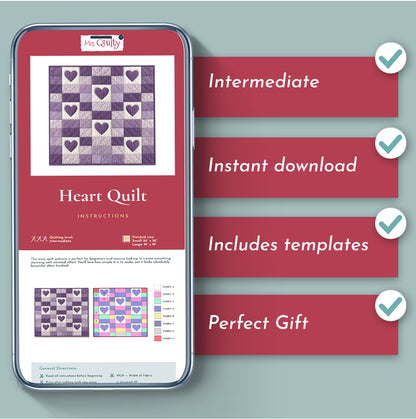 Heart Quilt Downloadable PDF Quilt Pattern