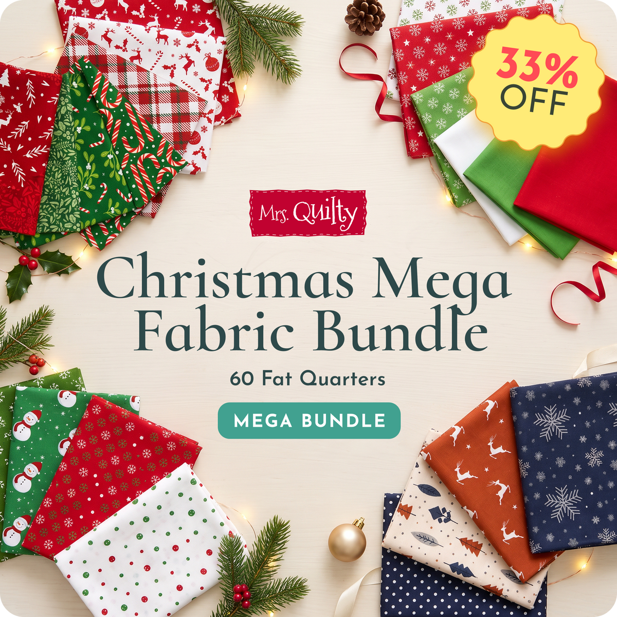 The Fabric Stash Builder - Christmas Mega Fabric Bundle