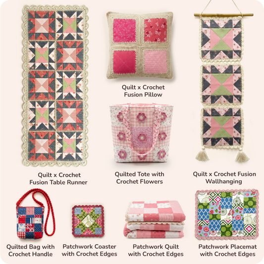 8 Downloadable PDF Quilt x Crochet Fusion Patterns