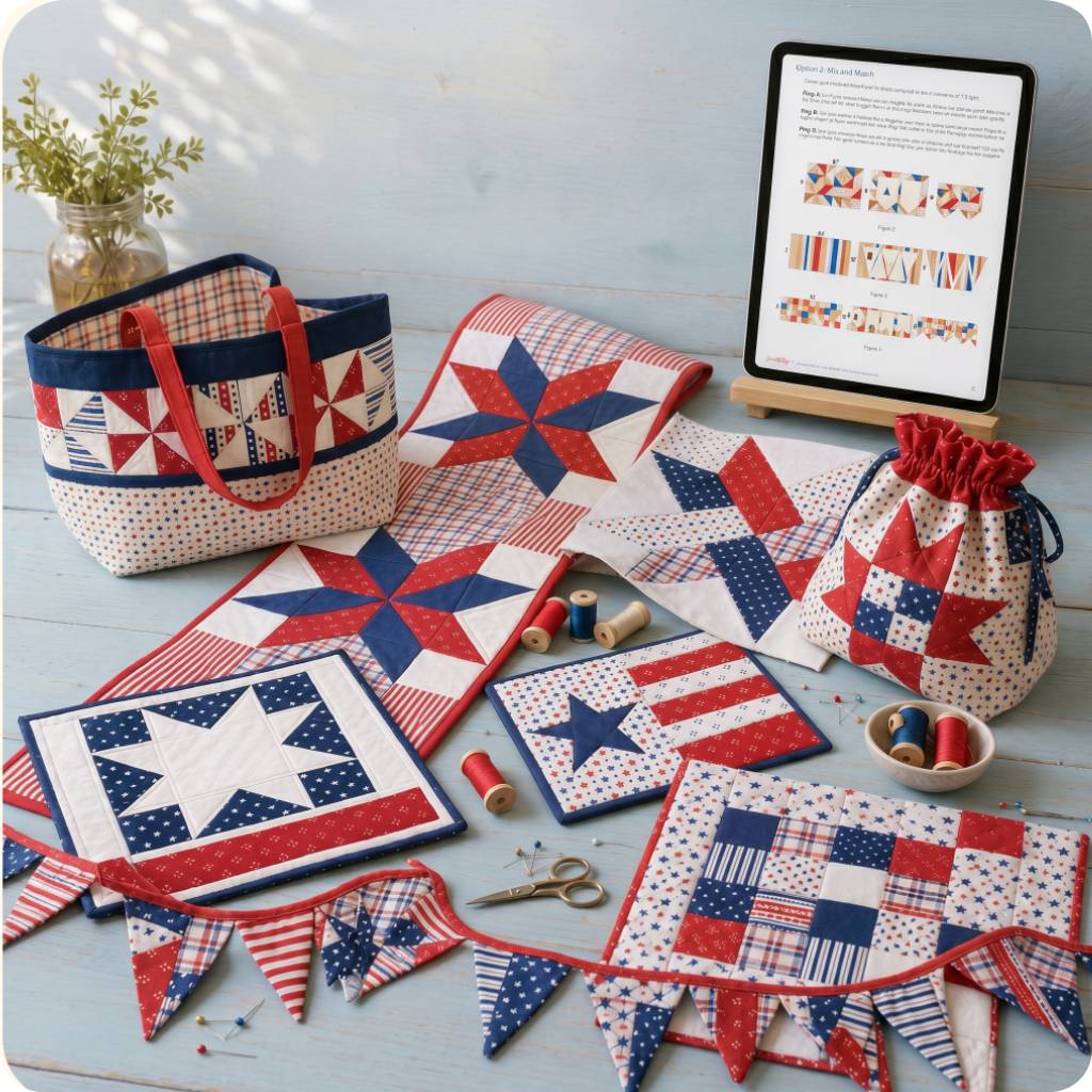 8 Downloadable PDF 4th of July Bundle Patterns (sent via email)