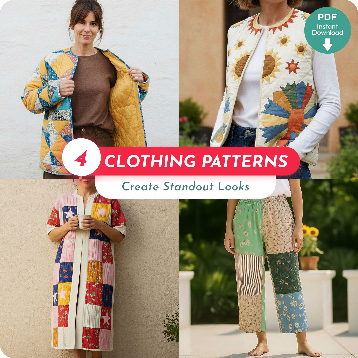 Mrs. Quilty Clothes - Bundle of 4 Digital Clothing Patterns
