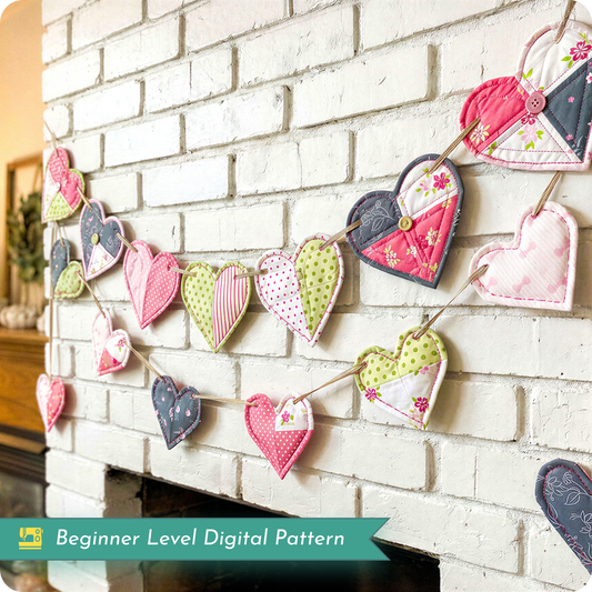 Patchwork Heart Bunting Digital PDF Quilt Pattern