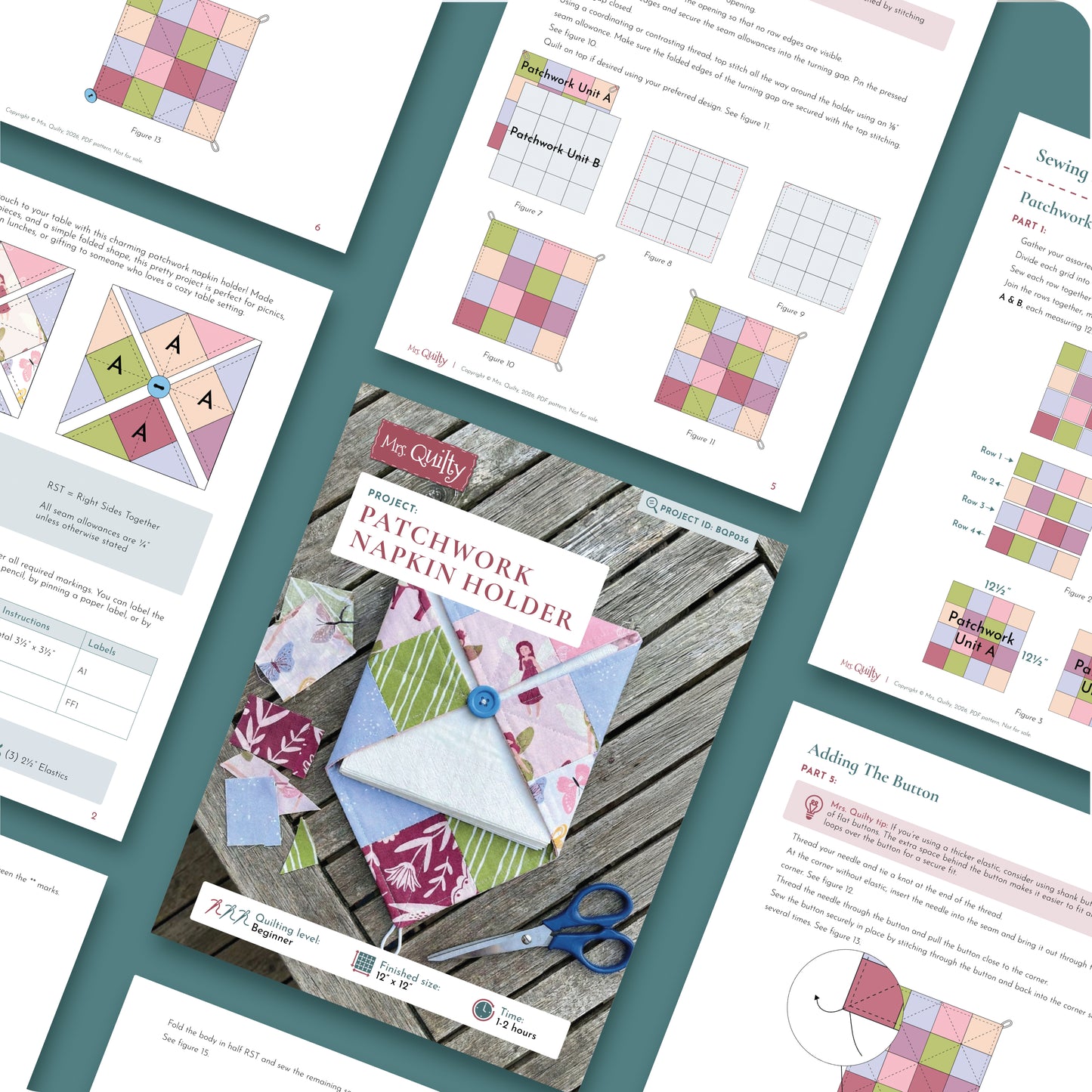 Patchwork Napkin Holder Digital PDF Pattern
