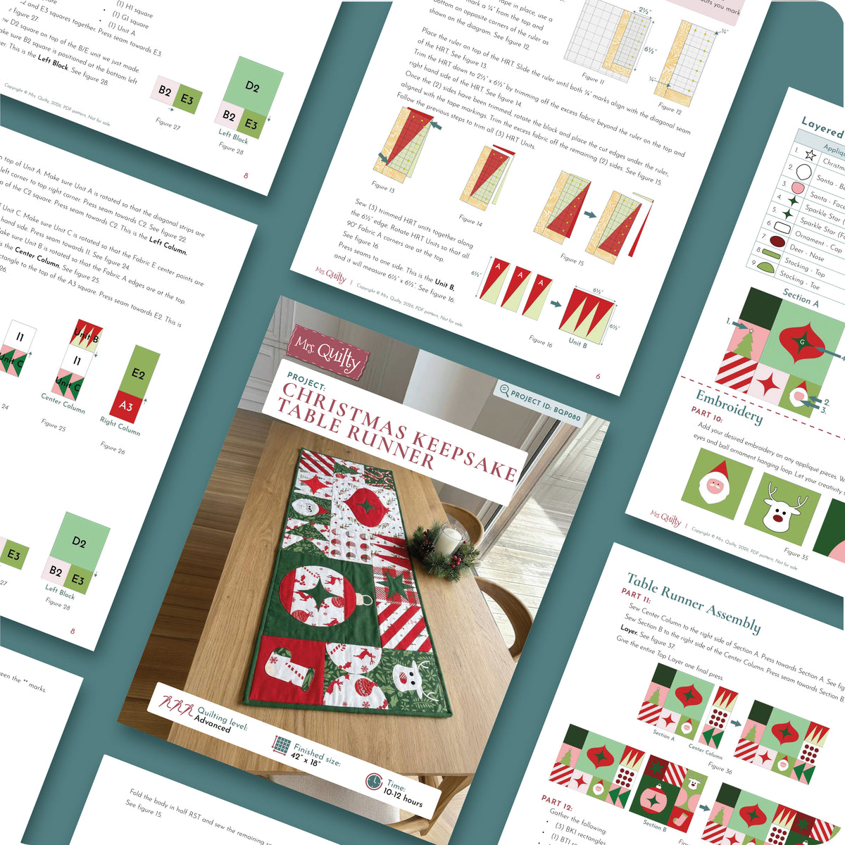 Christmas Keepsake Table Runner Digital PDF Pattern