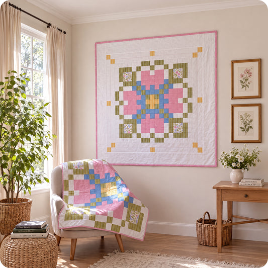 Pixel Bloom Quilt Digital PDF Pattern