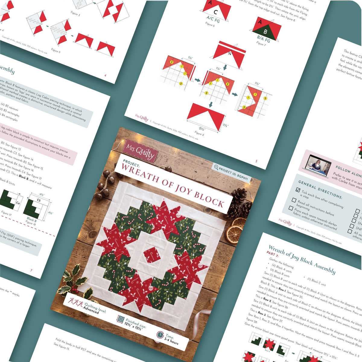 Wreath of Joy Block Digital PDF Pattern