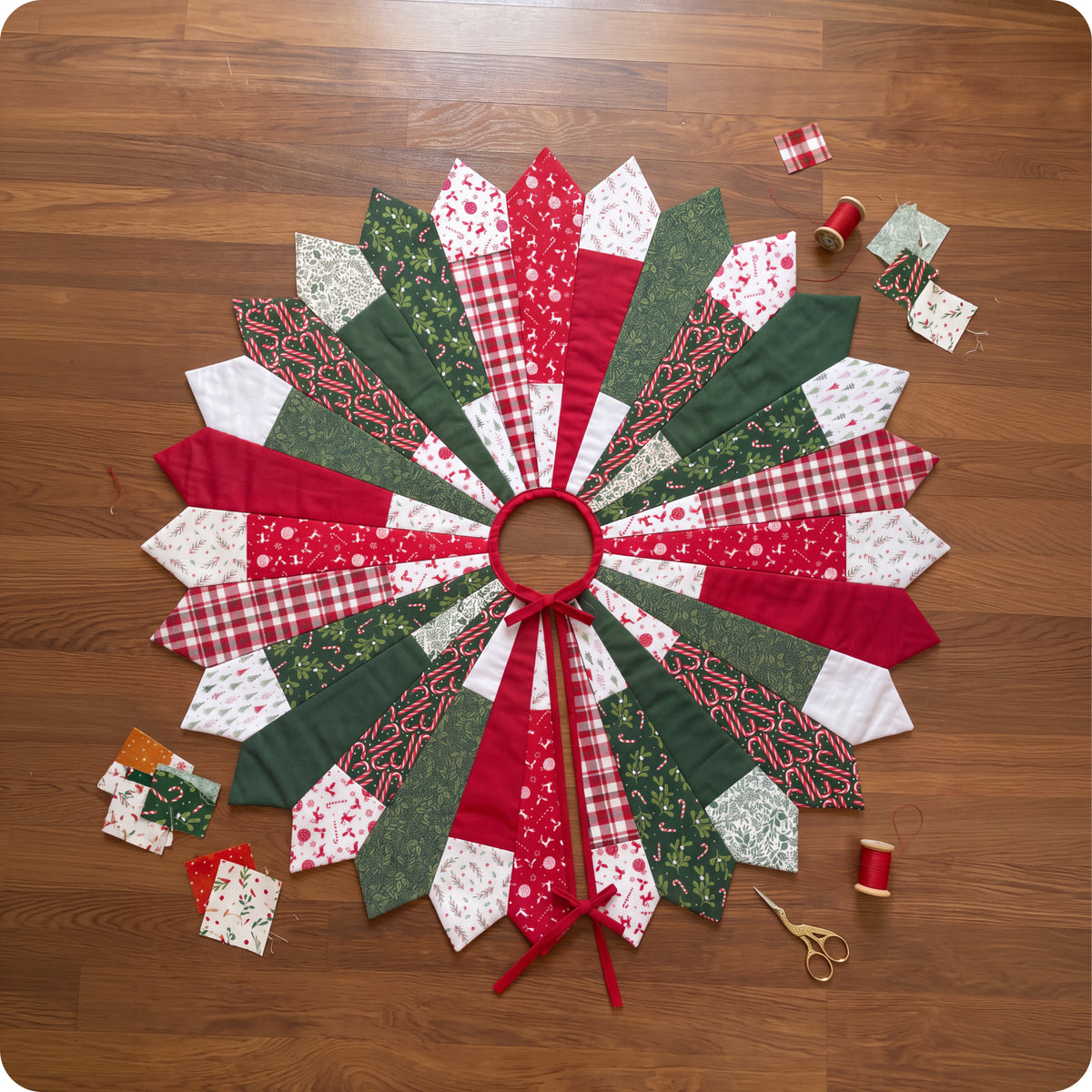 Patchwork Wishes Tree Skirt Digital PDF Pattern
