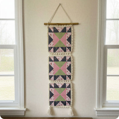 Patchwork Wallhanging Quilt with Crochet Fusion Digital PDF Pattern