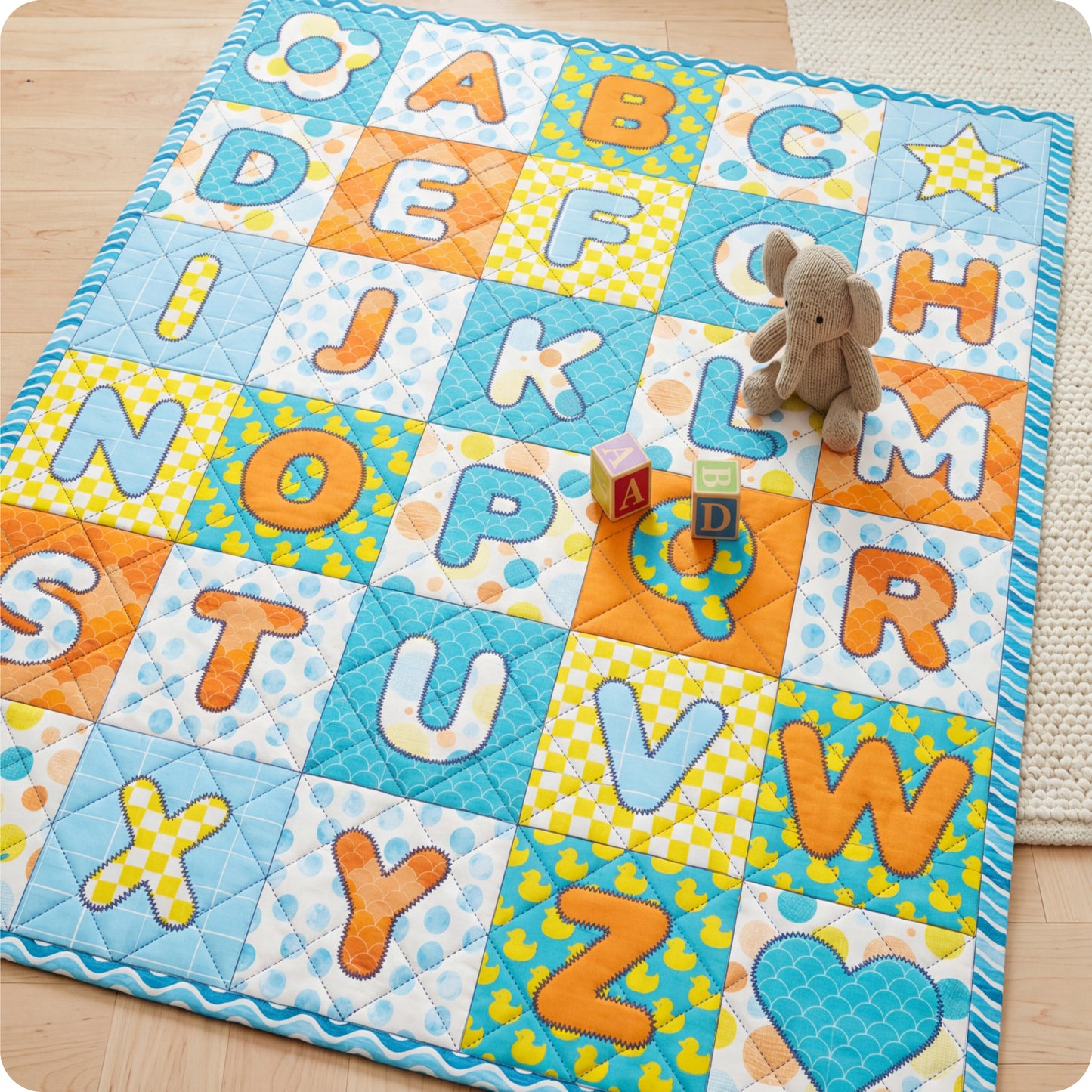Educational Quilted Baby Alphabet Play Mat Digital PDF Pattern