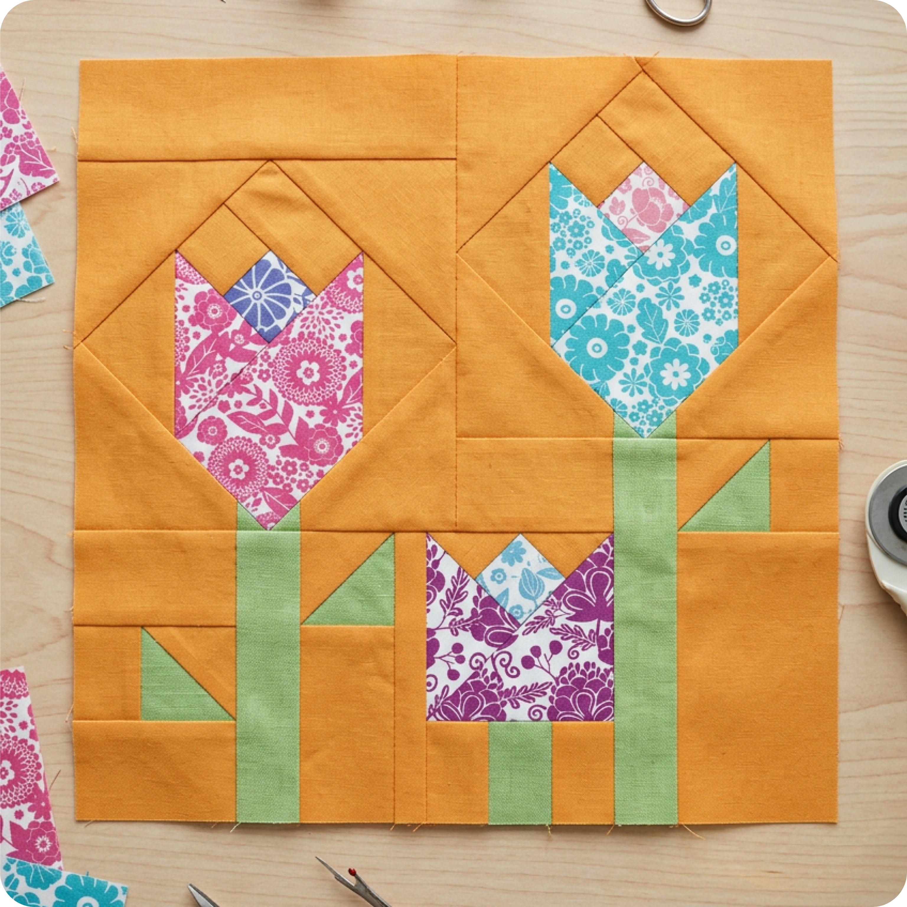Tulip Bloom Block Digital PDF Pattern