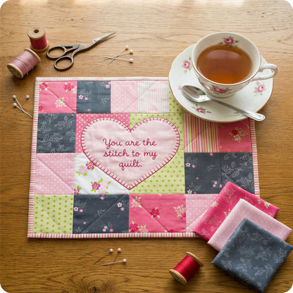 Patchwork Placemat with Embroidery Digital PDF Pattern