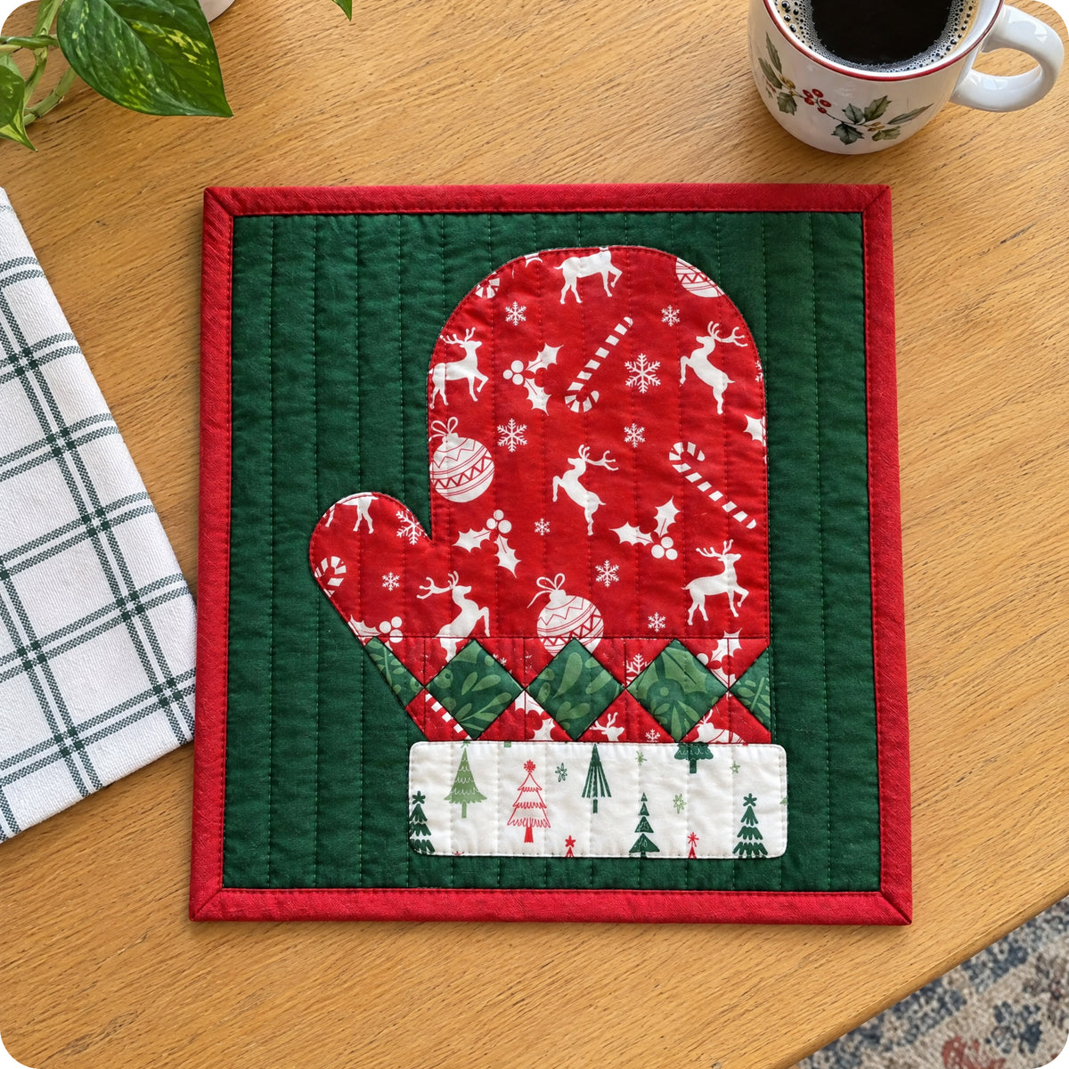 Christmas Morning Mug Rug Digital PDF Pattern
