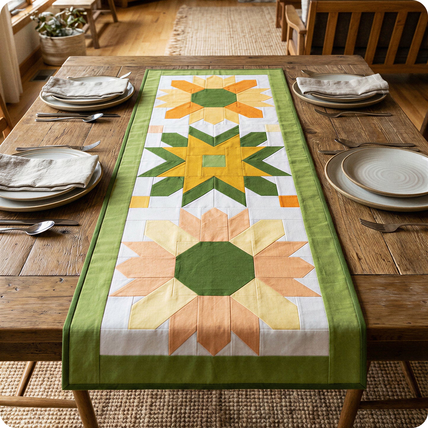 Sunflower Dance Table Runner Digital PDF Pattern