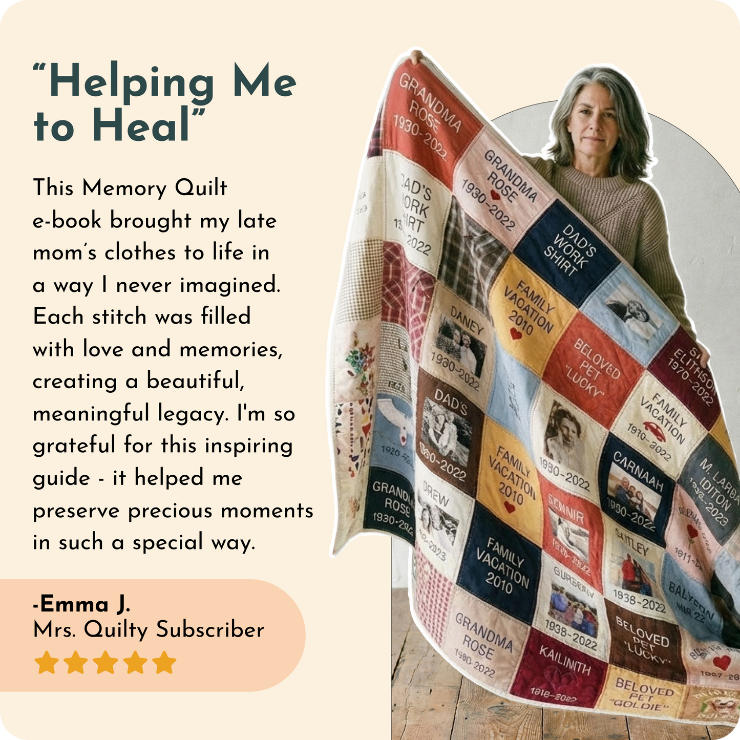 Memorial Quilt Downloadable PDF E-book