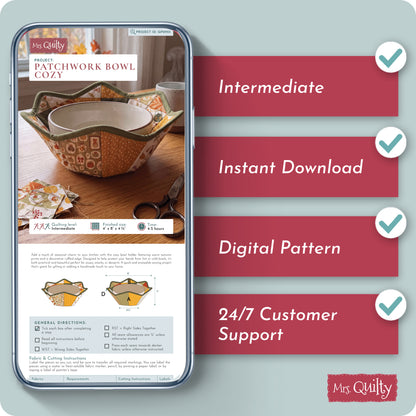 Patchwork Bowl Cozy Digital PDF Pattern