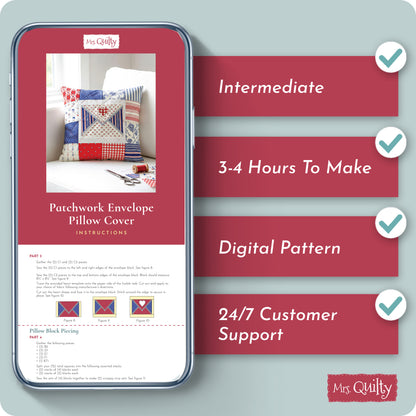 Patchwork Envelope Pillow Cover Digital PDF Pattern
