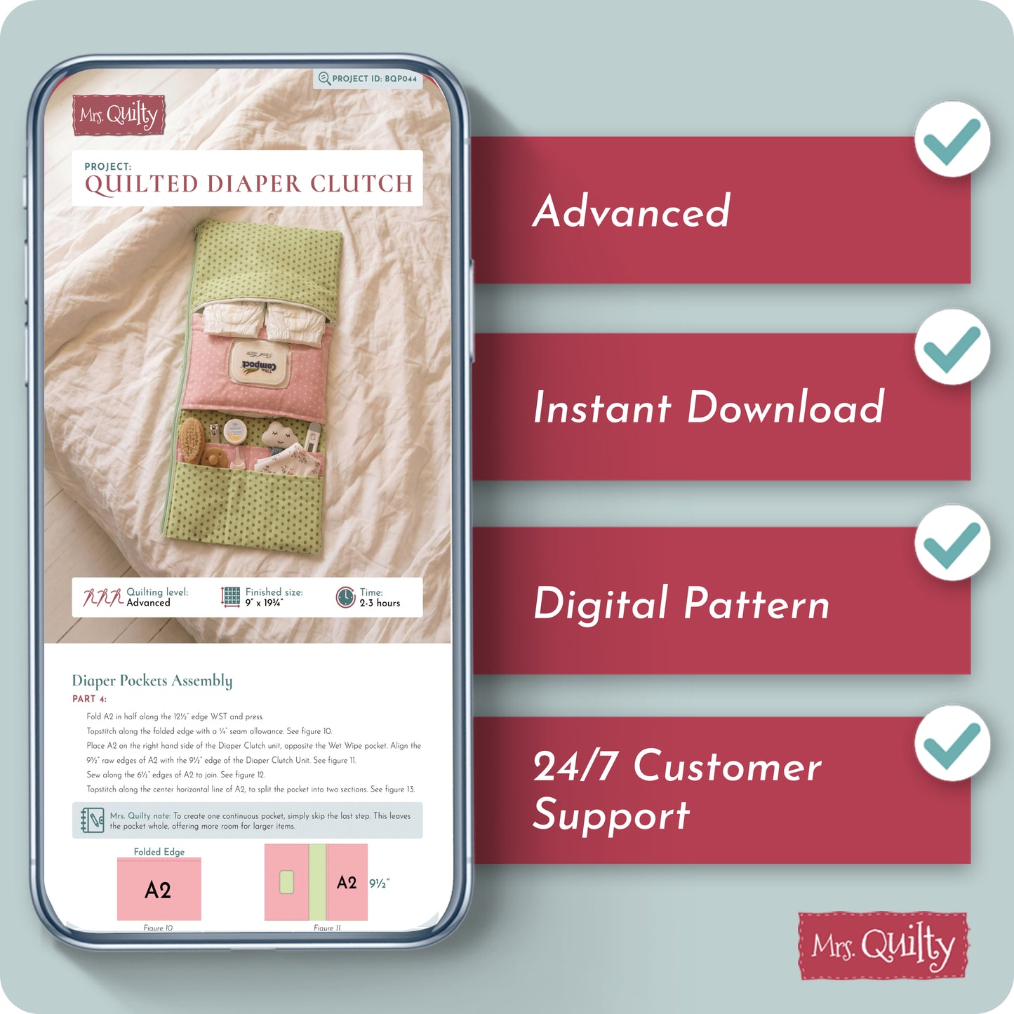 Quilted Diaper Clutch Digital PDF Pattern