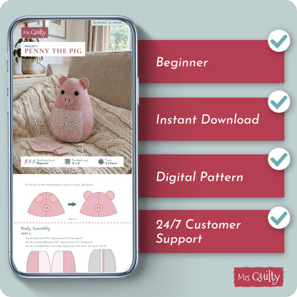 Penny the Pig Digital PDF Pattern