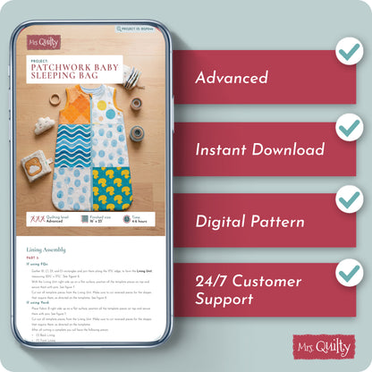 Patchwork Baby Sleeping Bag Digital PDF Pattern