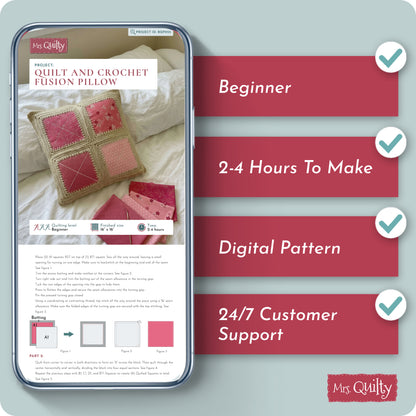 Quilt and Crochet Fusion Pillow Digital PDF Pattern