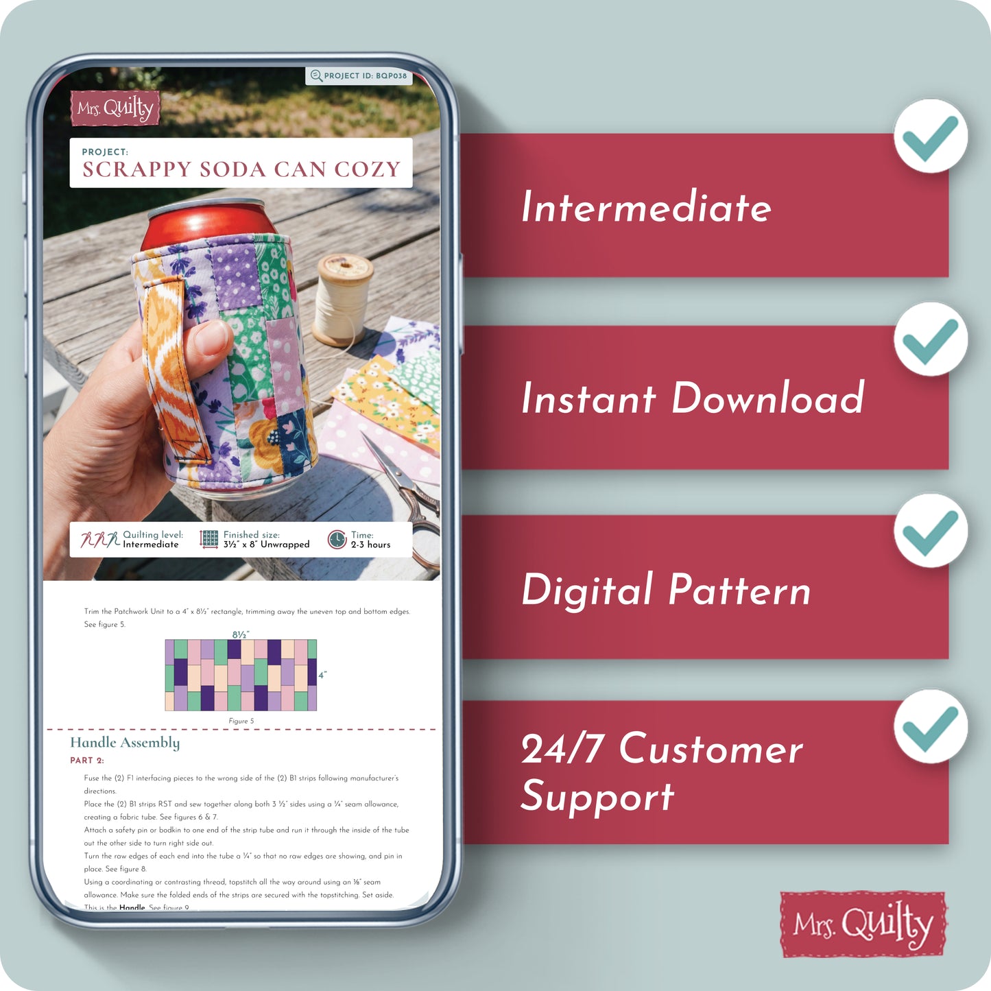 Scrappy Soda Can Cozy Digital PDF Pattern