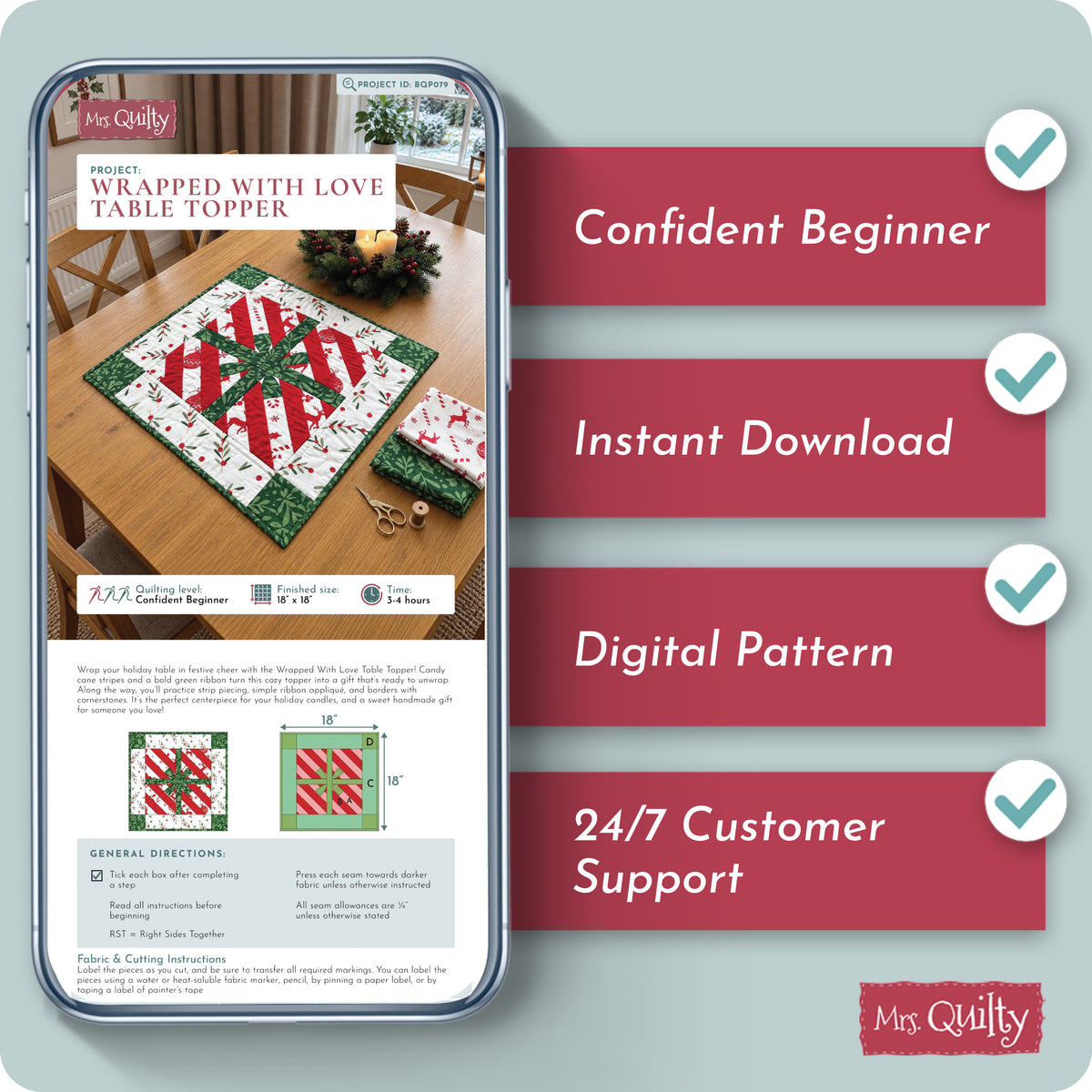 Wrapped with Love Table Topper Digital PDF Pattern