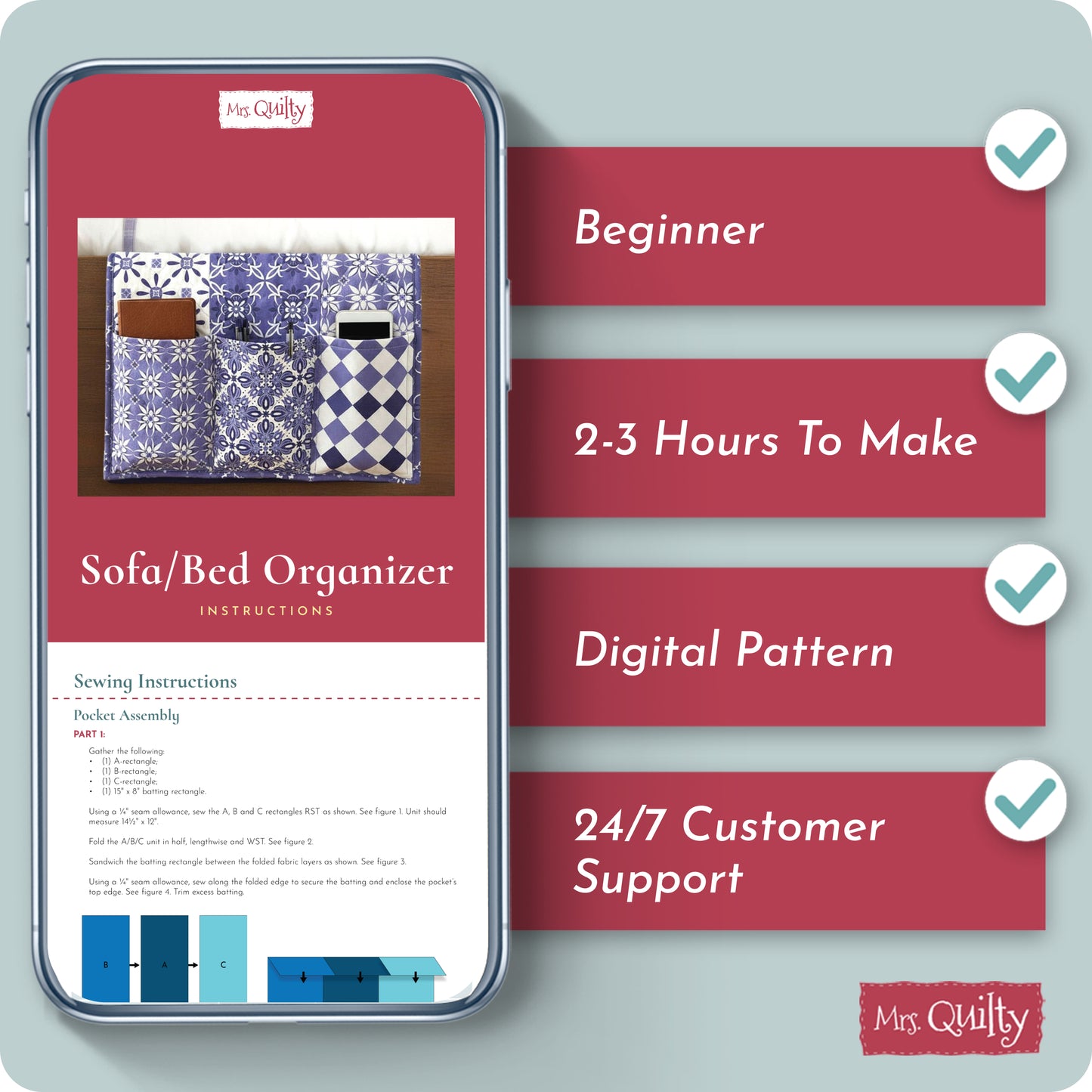 Sofa/Bed Organizer Digital PDF Pattern