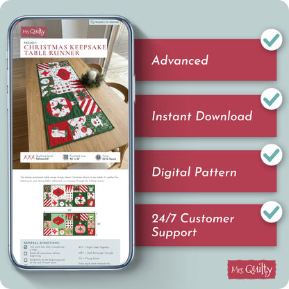 Christmas Keepsake Table Runner Digital PDF Pattern
